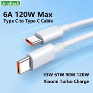 For Xiaomi Type C to Type C Cable 6A 120W 90W 67W Turbo Charging Cable PD Fast Charger Cord 1m