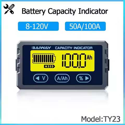 A56K Battery Tester 8V-120V 50A Coulomb Meter Capacity Indicator Lithium Ion Detector Coulomb Meter