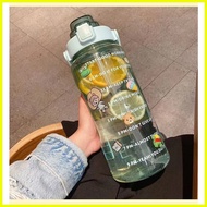 【hot sale】 Portable 2L sports straw water bottle with flat 3D sticker fitness water bottle