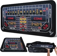 70"X35" Double Dealer Craps Table Top Mat - Smooth, Durable Edge-Stitched 3mm Rubber Craps Mat, Non-
