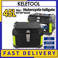 45L waterproof aluminum motorcycle top box with ABS rack Kotak Motosikal45L Aluminum-style motorcycle storage top box wi