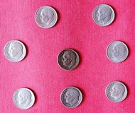 053廉讓美金各年代（羅斯福）ONE DIME錢幣（8枚合拍，保真，美品）。