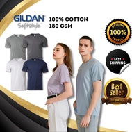 Round Neck T Shirt Men Women Unisex Plain Baju Tshirt Lelaki Kosong Oversize Gildan Softstyle 100% Cotton 63000