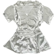KEMEJA Ruffled Silky Sateen Milkmaid Puffy Buttoned Up Top | Satin victorian coquet cottagecore whit
