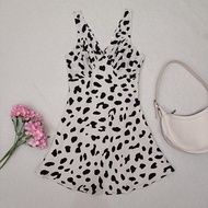 Y2K Cow Print Slip Dress Grunge Gothic Aesthetic Outfit