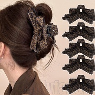 4/2/1Pcs Leopard Bow Hairpins - Back Head Hairpin - Ponytail Hair Clip - Exquisite, Elegant - Vintag