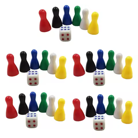30Pcs 24pcs 12pcs 6pcs Plastic Game Pieces Dice Pawn/Chess Board Games Card Games Accessories