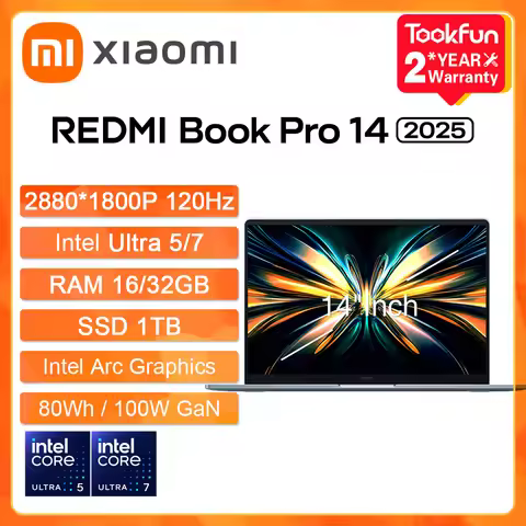 XIAOMI Laptop 2025 Redmi Book Pro 14 2.8K 120Hz 14"Inch Intel Ultra5 225H 7 255H RAM 32GB SSD 1TB Co