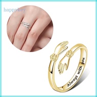 HAP Hug Open Promise Ring Antique Vintage Finger Band-Ring Adjustable Embrace Ring