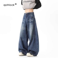 baggy jeans mom jeans celana jeans wanita Seluar jeans gaya Amerika yang longgar untuk lelaki dan wa