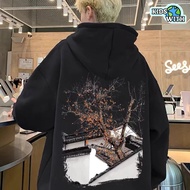 Hoodie Hong Kong Style Retro Orange Tree Print Suitable For Autumn And Winter Weather.