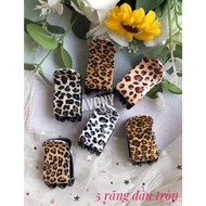 Crab claw hair clip (3 teeth, 5 teeth, 3 teeth) with leather pattern - Honey