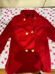 義大利製紅色長版羊毛大衣