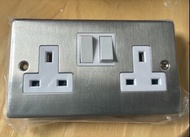 皇冠牌不銹鋼雙插座帶開關