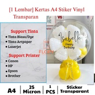 [ 1 Sheet ] A4 Paper Transparent Vinyl Sticker Vinyl Paper/ A4 Paper/