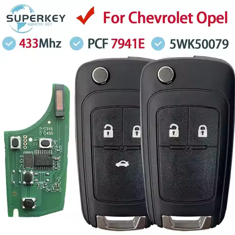 2/3 BTN 433MHz ID46 Chip Remote Key For Opel Vauxhall Corsa Astra J Chevrolet Cruze Spark Malibu Sai