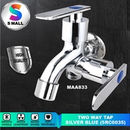 S MALL TWO WAY TAP SILVER BLUE Wall Faucet Water Sink Tap (MAA833) / HAND SPRAY BIDET SET with HOSE