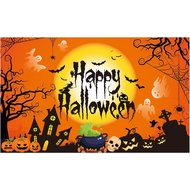 5.9x3.6ft Halloween Banner, Spooky Castle Photography Backdrop, Polyester, Black, M, Standard Banner