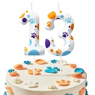 Blue Dog Paw number0-9 Birthday Candle for Boys Girls - Cake Decorations, Dog Lovers Themed Party De