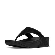 FitFlop LULU Crinkled-Shimmer Toe-Post Sandals - Metallic Black (E1A-565)