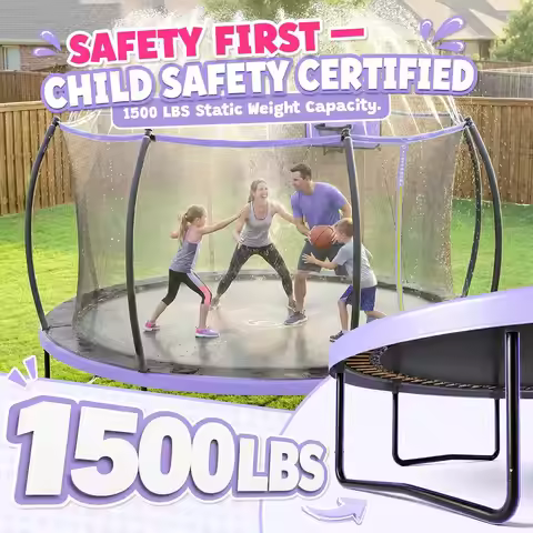 Large Outdoor Trampoline,Enclosure & Anti-Rust Coated Frame,for Backyard,8/10/12/14/15/16FT, Custom