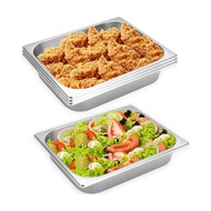 []-4 Pcs Half Size Hotel Pan 1/2 Size 2.5 Inch Deep Stainless Steel Steam Table Pan Half Pans for Ho