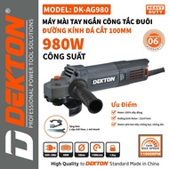 DEKTON DK-AG980 Handheld Grinder - 980W Power - 100mm Grinding Disc - Tail Switch - 2m Power Cord - 