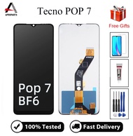 คุณภาพสูงสำหรับ Tecno POP 7 BF6อะไหล่ชิ้นส่วนจอสัมผัสแอลซีดีของเครื่องแปลงดิจิทัลพร้อมเครื่องมือฟรี