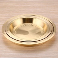 加厚純銅盤黃銅盤銅器餐盤蒸雞銅盤銅盤子托盤圓餐盤銅供神盤托盤