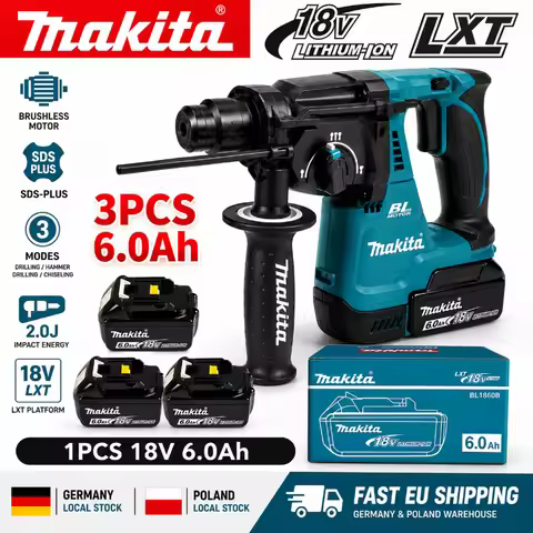 Original Makita DHR242 Brushless Rotary Hammer Drill Set, 18V, 24mm SDS-Plus, with Genuine Makita BL