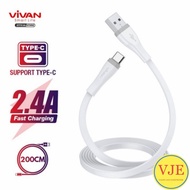 Vivan 200CM kabel data USB TYPE C 2.4A SC200S Fast Charge SR