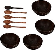 COLLBATH 1 Set Coconut Shell Bowl Sushi Bowls Noodles Bowls Smoothie Bowls Noodle Bowl Round Bowl Ice Cream Bowl Cereal Bowls Dip Bowls Salad Bowl Coconut Storage Bowl Wooden Bowl Natural