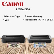 Canon Pixma E470 Black/Grey All-in-One Wireless A4 Inkjet Pencetak (Color Random)