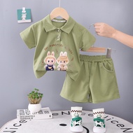 SKM Labubu Cartoon New Fashion Kids Printed TShirt Set HM240 Set Pakaian Kanak-kanak