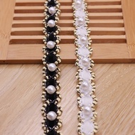 1 Yard Pearl Polyester Weaving Wave Shape Lace Trim Sewing DIY Craft Luxury Collar Headwear Dress He