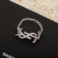 法國奢侈時裝品牌Yves Saint Laurent YSL水鑽字母鏈條戒指 代購