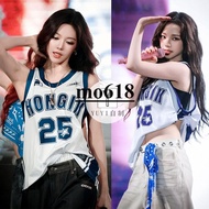 ** moo618 * aespa Liu Zhimin Ning Yizhuo Same Style Letter Printing Contrast Color Vest Jersey Ameri