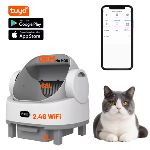 68L Open-design Automatic Cat Litter Box Self Cleaning Sensor Safety Protection Smart Pet Cat Toilet
