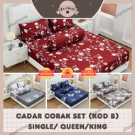 Premium Cotton Single 2in1 Queen/King 4in1 Bedsheet Set Cadar Murah Getah Keliling Pillow Case Bolst