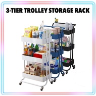 3 Tier Storage Trolley Rack with handle Home Kitchen Rack Trolley with Wheel