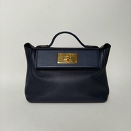 HERMES 2424mini217U海軍藍拼2Z午夜藍EC皮/Swift皮Z刻金扣肩背包