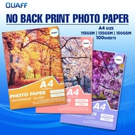 QUAFF Photo Paper A4 Waterproof Glossy 100 Sheets 115gsm 135gsm 150gsm NO BACK PRINT