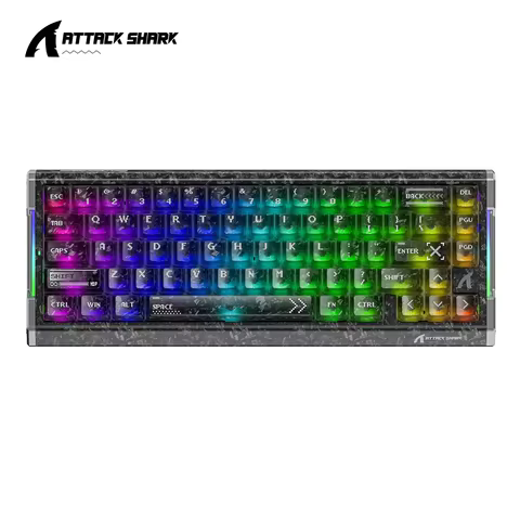 ATTACK SHARK X68HE/R68HE Wired 8KHz Magnetic Keyboard,Support RT/Snap Tap/DKS/MT/TGL,Rapid Trigger,G