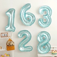107cm Blue Crystal Jelly Number Balloon Outdoor Baby Birthday Party Photo Background Decoration Scen
