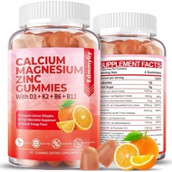 Sugar Free Calcium Magnesium Zinc Supplement Gummies with Vitamin D3 & B12 for Women and Men High Ab