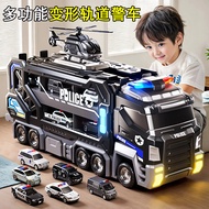 [Toy Car] Oversized Police Car Track Toy Car 6 Deformed Sliding Catapult Alloy Storage Car Boy Toy A