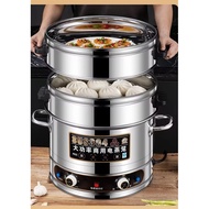 3 Tier Electric Food Steamer for Cooking Vegetables, Stainless Steel Base