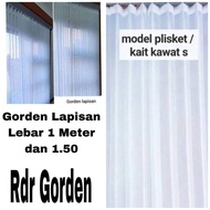 Vitras Inner Curtain with Pleated Hook Model, 1 meter wide, Glass lining window curtain, Thin curtai