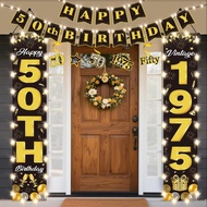 Happy Birthday Banner, 50th Birthday Decorations for Women Men with LED Lights Happy Birthday Decora