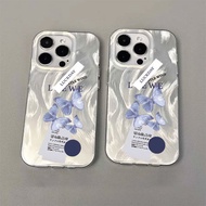 English Blue Butterfly Label iPhone Phone Case Compatible iPhone 11promax 13promax 11pro 15 14 plus 15 12 14 promax 15pro 12 13 14 pro Phone Protective Case Anti-strike Protection Anti-fouling CXWU